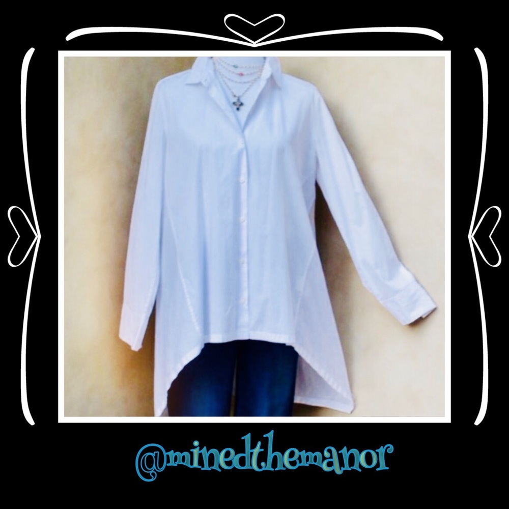 🎉SALE!🎉Crisp White Shirt A-Line Long Sleeve EUC - Picture 4 of 8